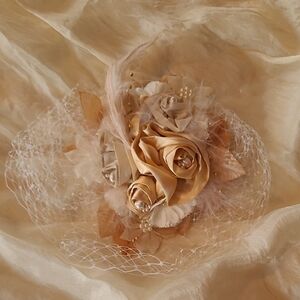 Gold Satin Rose-designed Fascinator